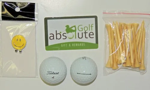 36 Titleist Tour Distance Recycled Golf Balls Grade A/B with Free Tee's & Magnetic Smiley Face Golf Ball Marker/Hat Clip