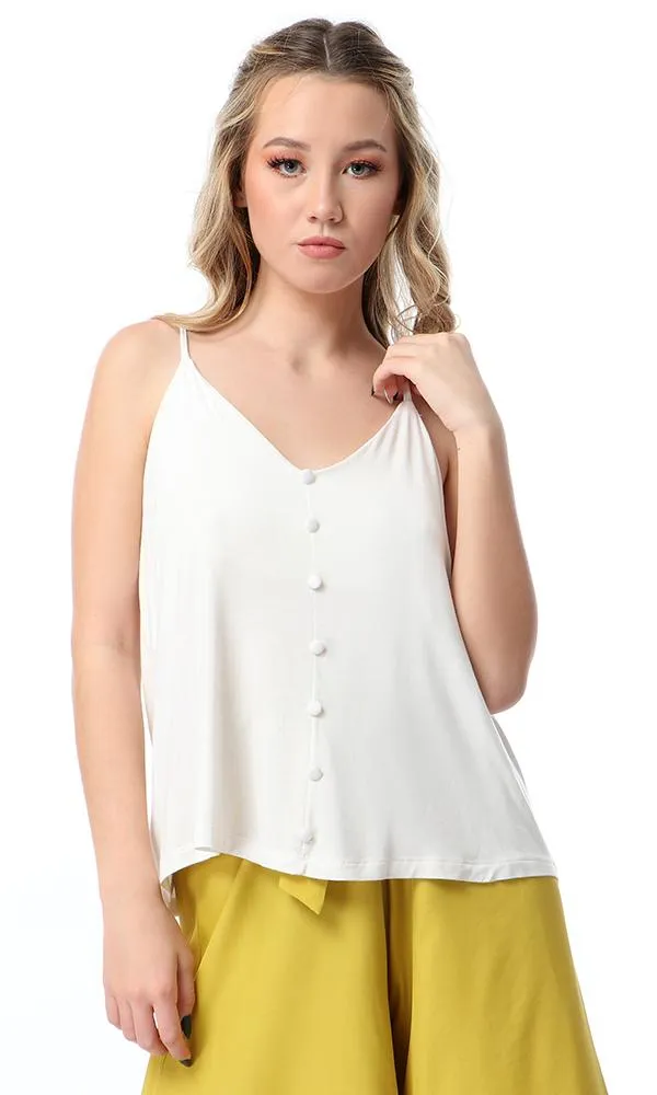 53490 Spaghetti Sleeves Off-White Loose Top