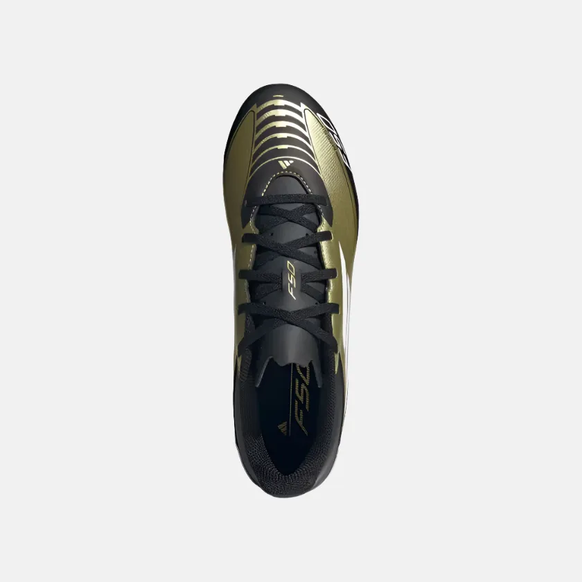 Adidas F50 Club Messi Flexible Unisex Football Ground Shoes -Gold Metallic/Cloud White/Core Black