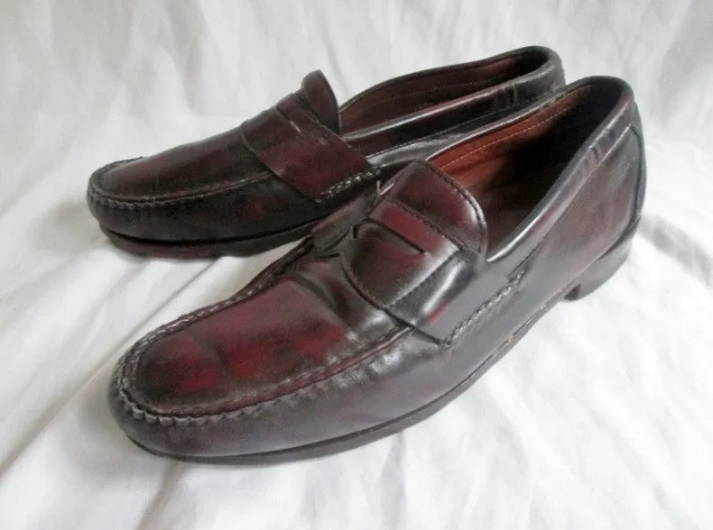 ALLEN EDMONDS WALDEN USA Leather Pinch Penny Loafers 10.5 BURGUNDY Shoes Mens