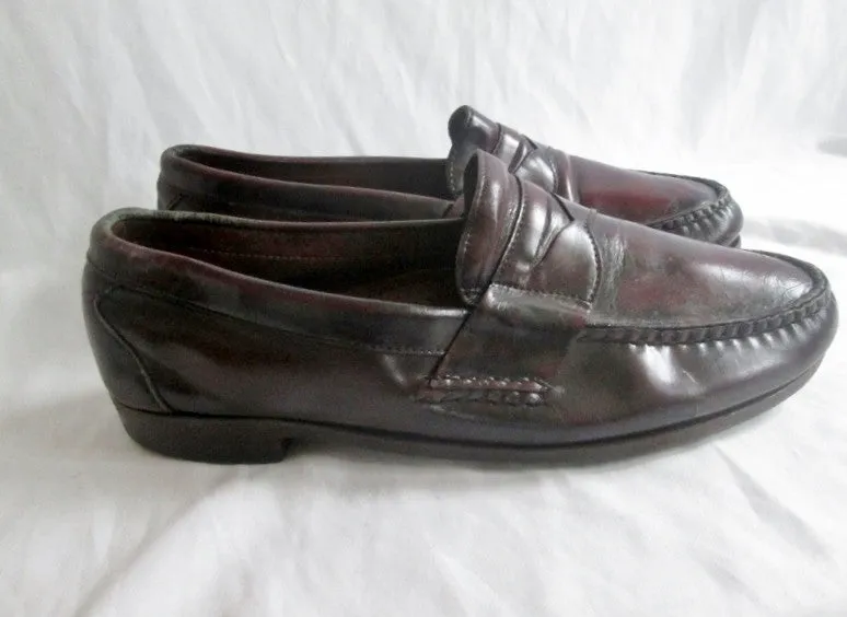 ALLEN EDMONDS WALDEN USA Leather Pinch Penny Loafers 10.5 BURGUNDY Shoes Mens