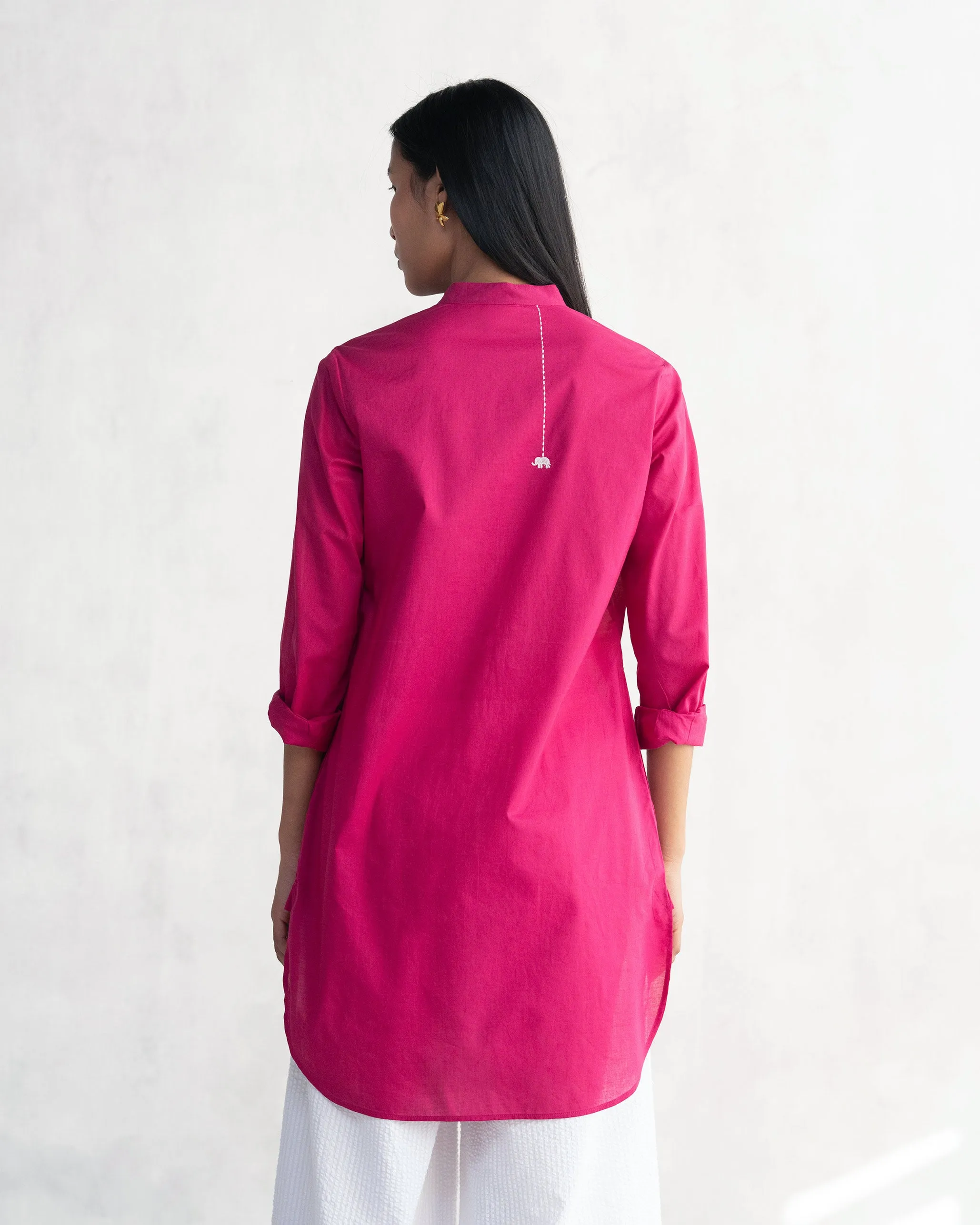 Basic Mid Length Kurta - Berry