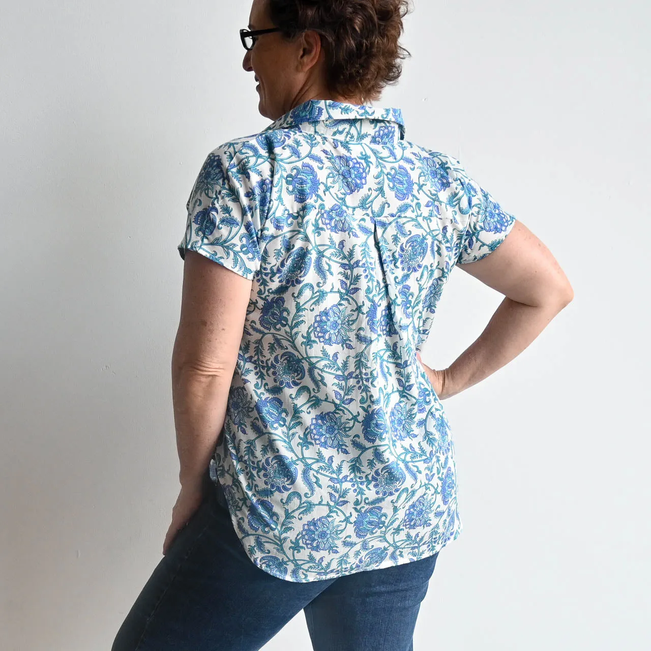 Be My Cotton Blouse by KOBOMO - Blue Floral