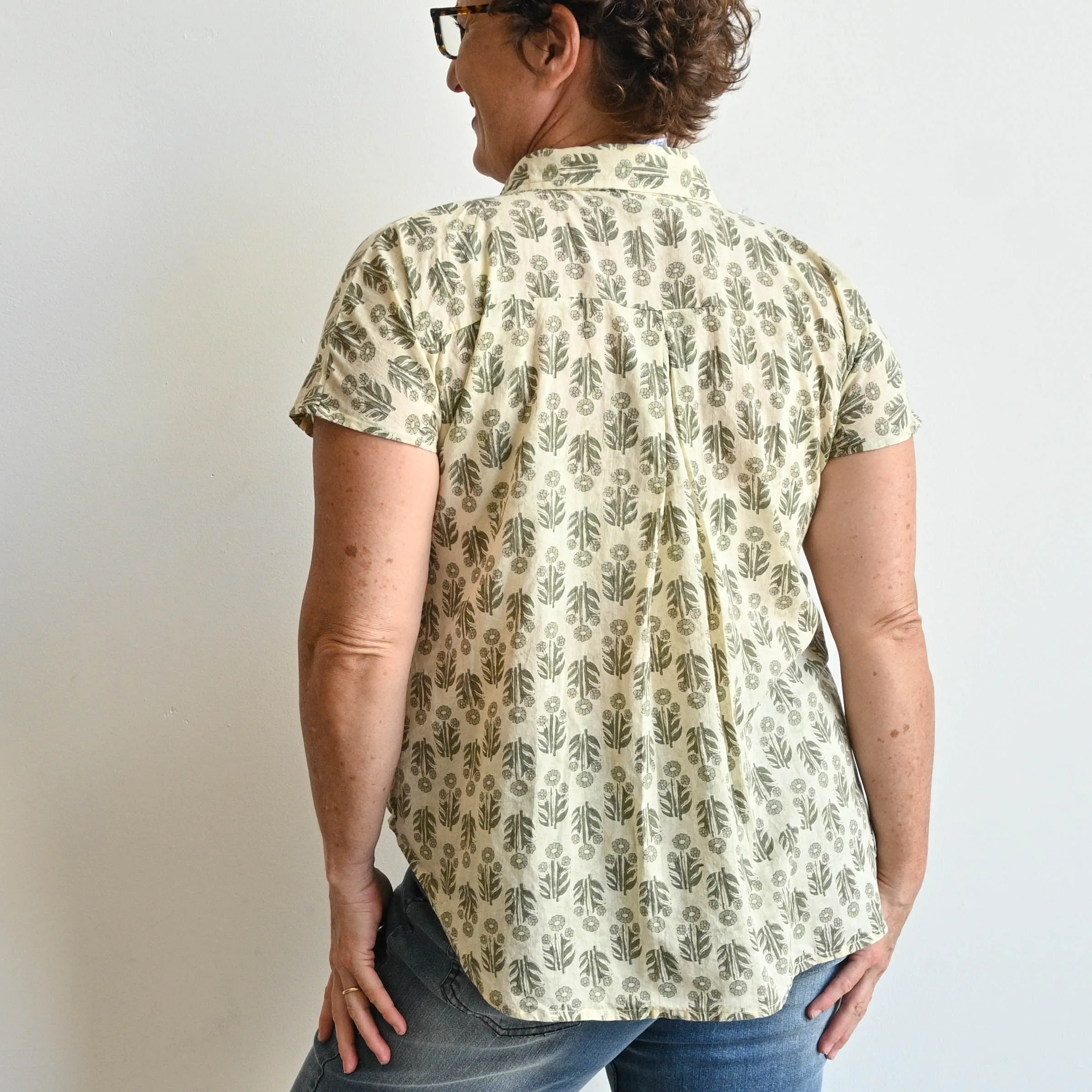 Be My Cotton Blouse by KOBOMO - Olive Floral