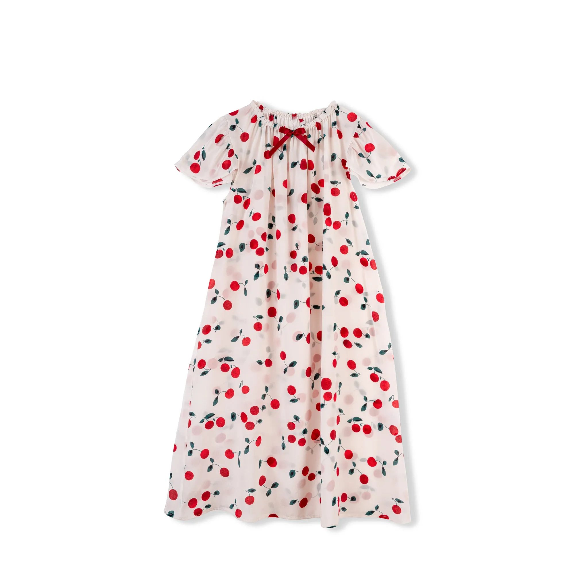 BIRGIT GIRLS’ SILK NIGHTDRESS CHERRY