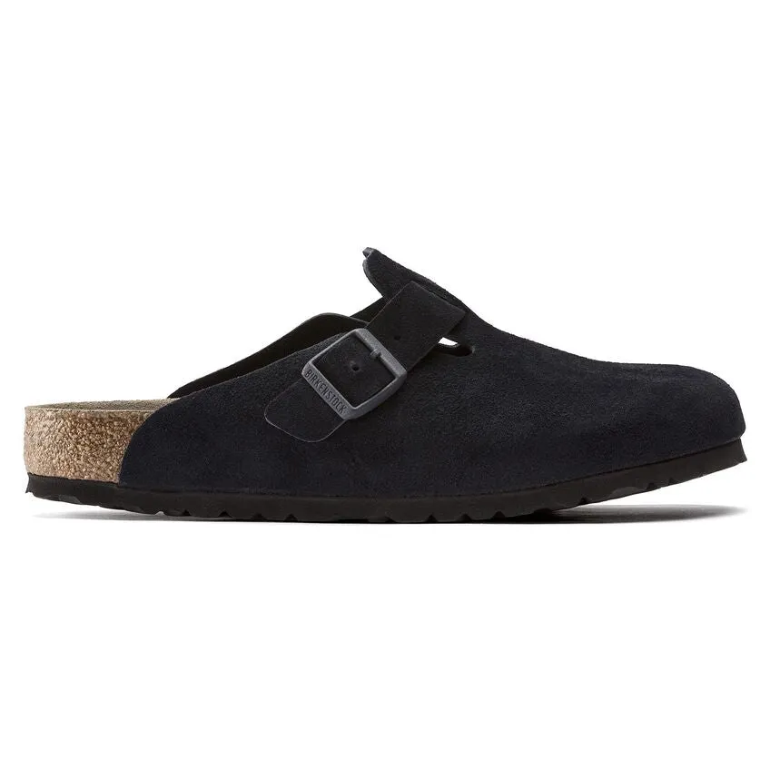 BIRKENSTOCK Women's Boston Soft Footbed Suede Leather (Midnight Blue - Narrow Fit)