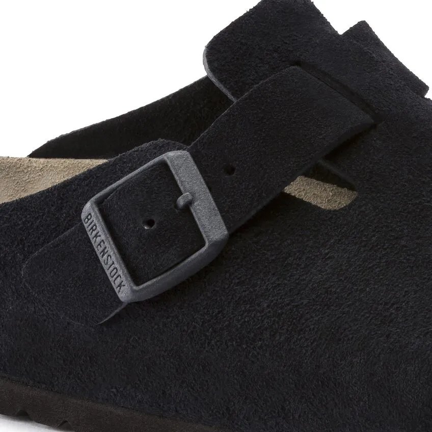 BIRKENSTOCK Women's Boston Soft Footbed Suede Leather (Midnight Blue - Narrow Fit)