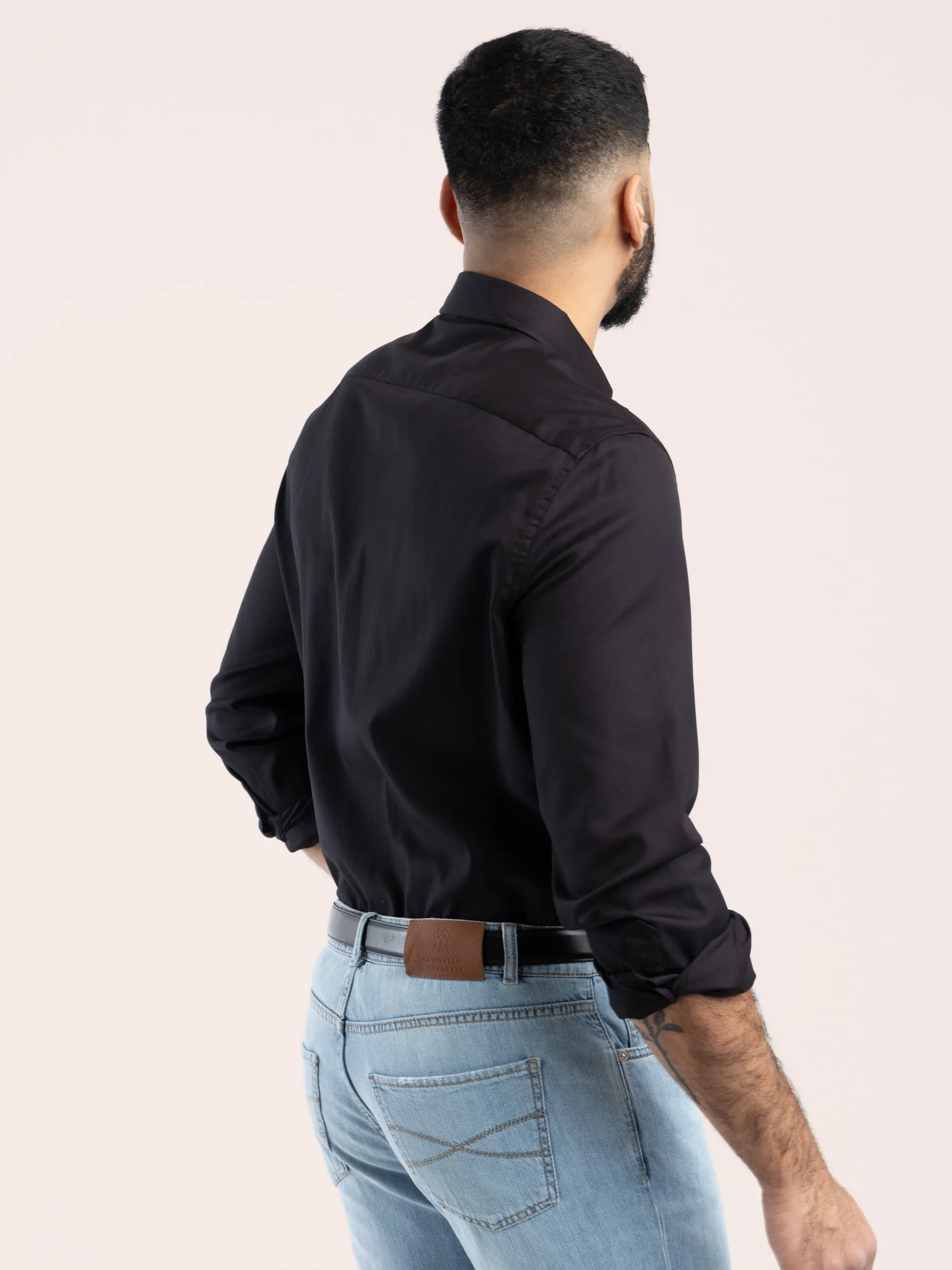 Black Cotton Sport Shirt