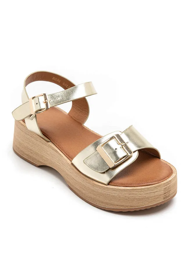 Cameron Gold Buckle Sandals