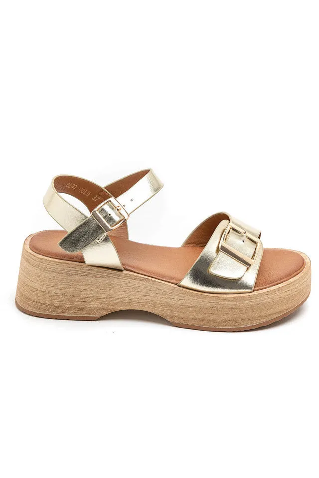 Cameron Gold Buckle Sandals