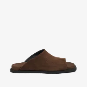 Dark brown women's suede slider sandal