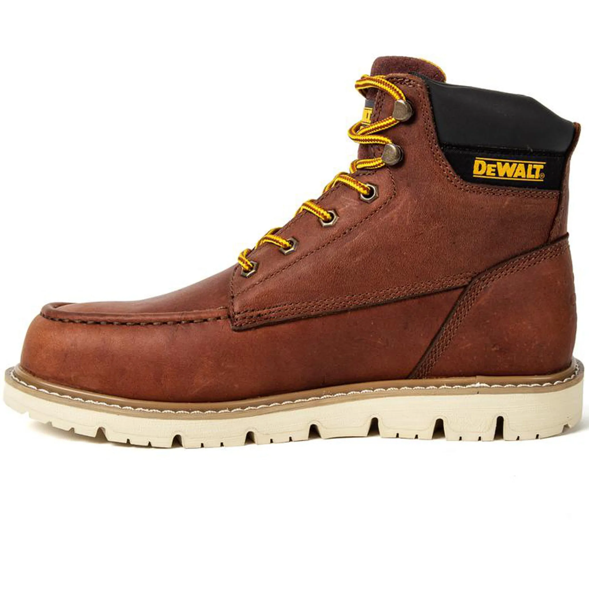 DEWALT Men's DXWP10034 Flex Moc Leather Plain Toe Work Boots Walnut PitStop