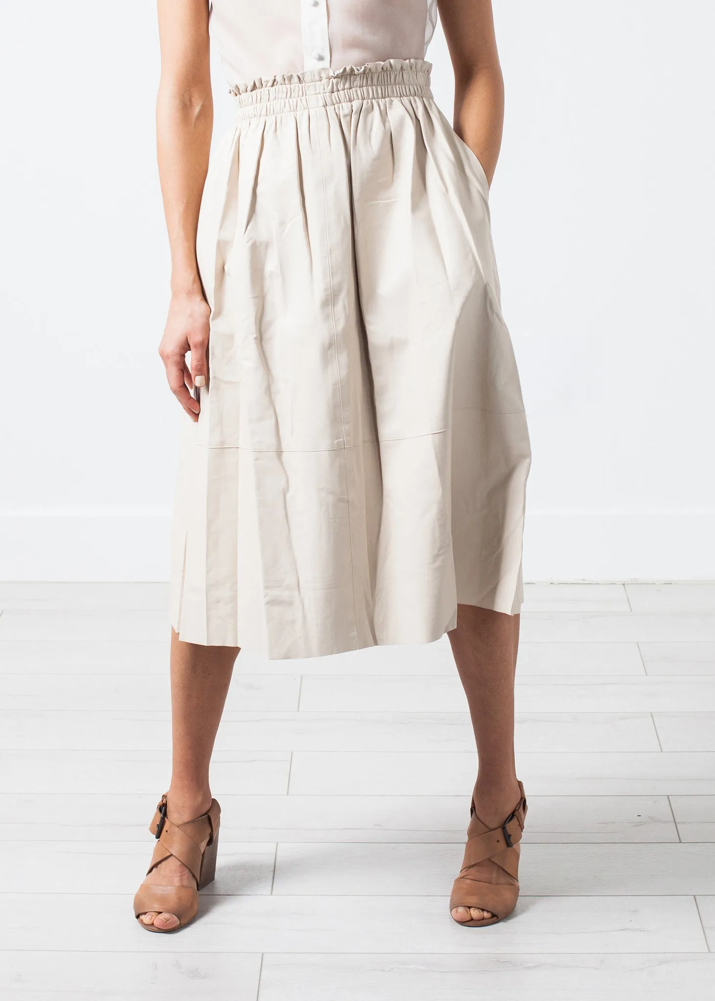 Eulera Leather Skirt in Cream