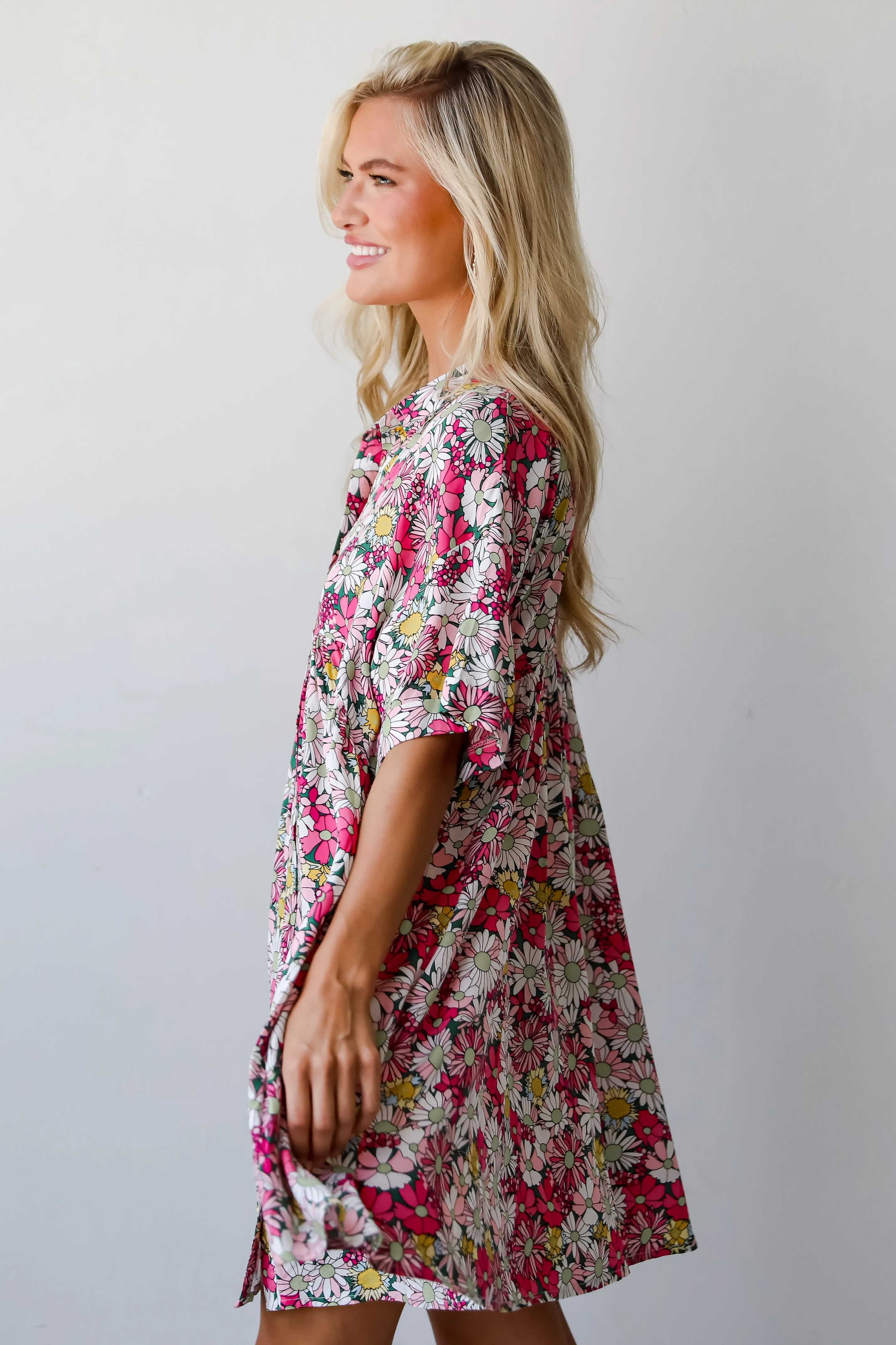 FINAL SALE - Boundless Romance Pink Floral Babydoll Mini Dress