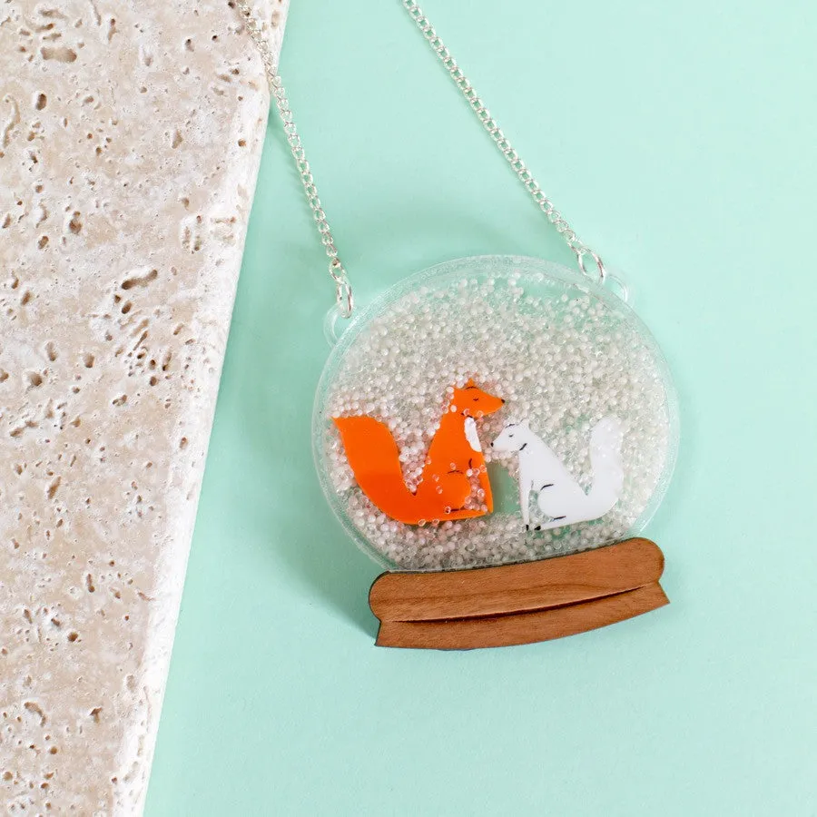 Fox Tales Snowglobe Necklace