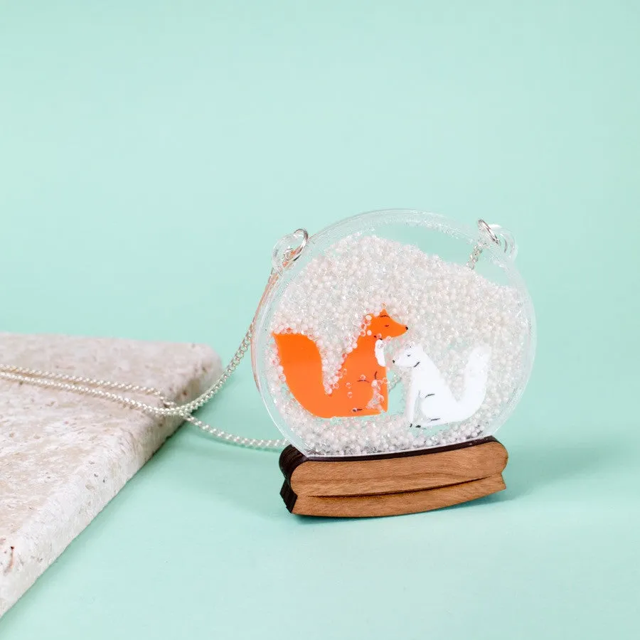 Fox Tales Snowglobe Necklace