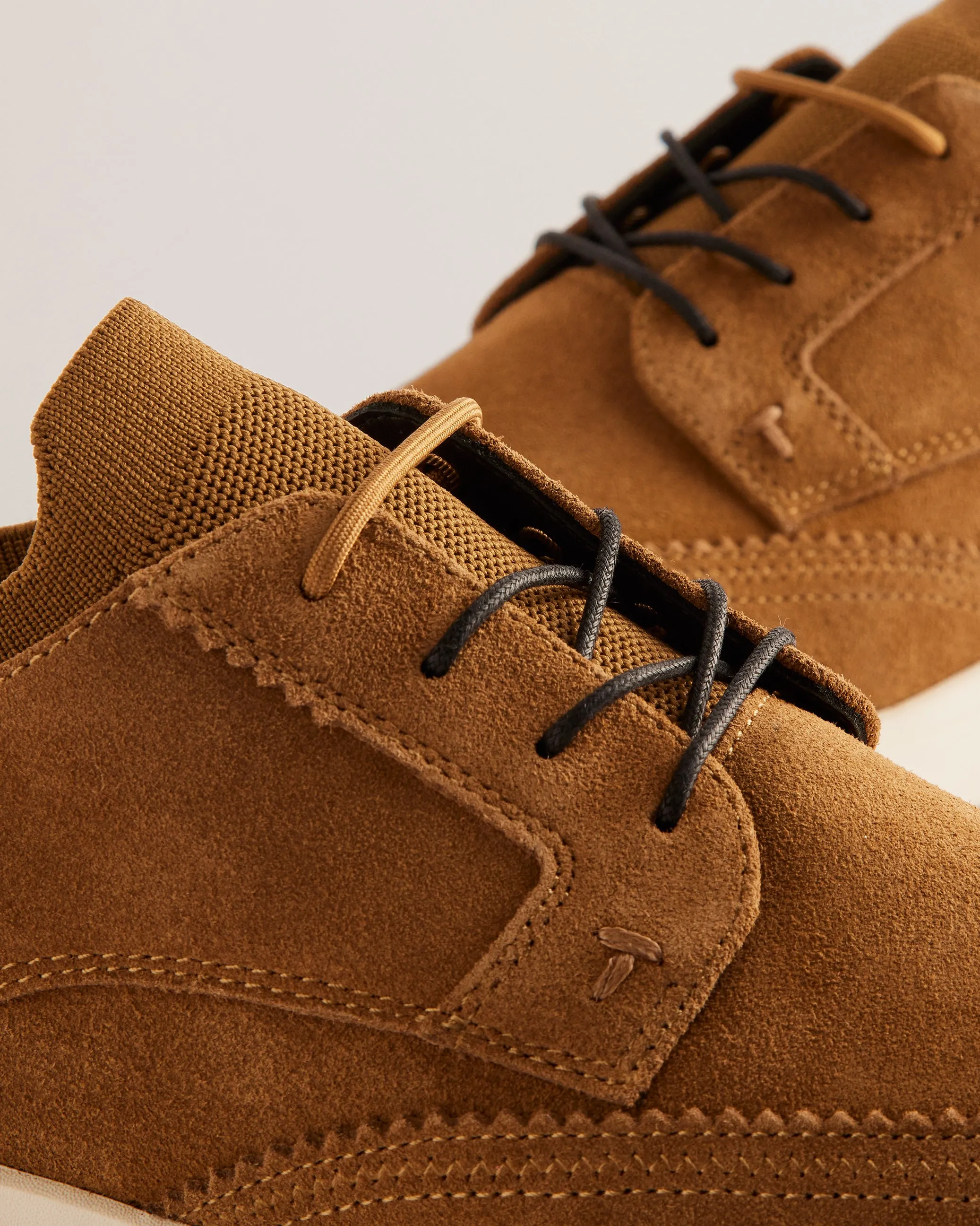 Haltonn Suede Wing Tip Hybrid Trainers Brown