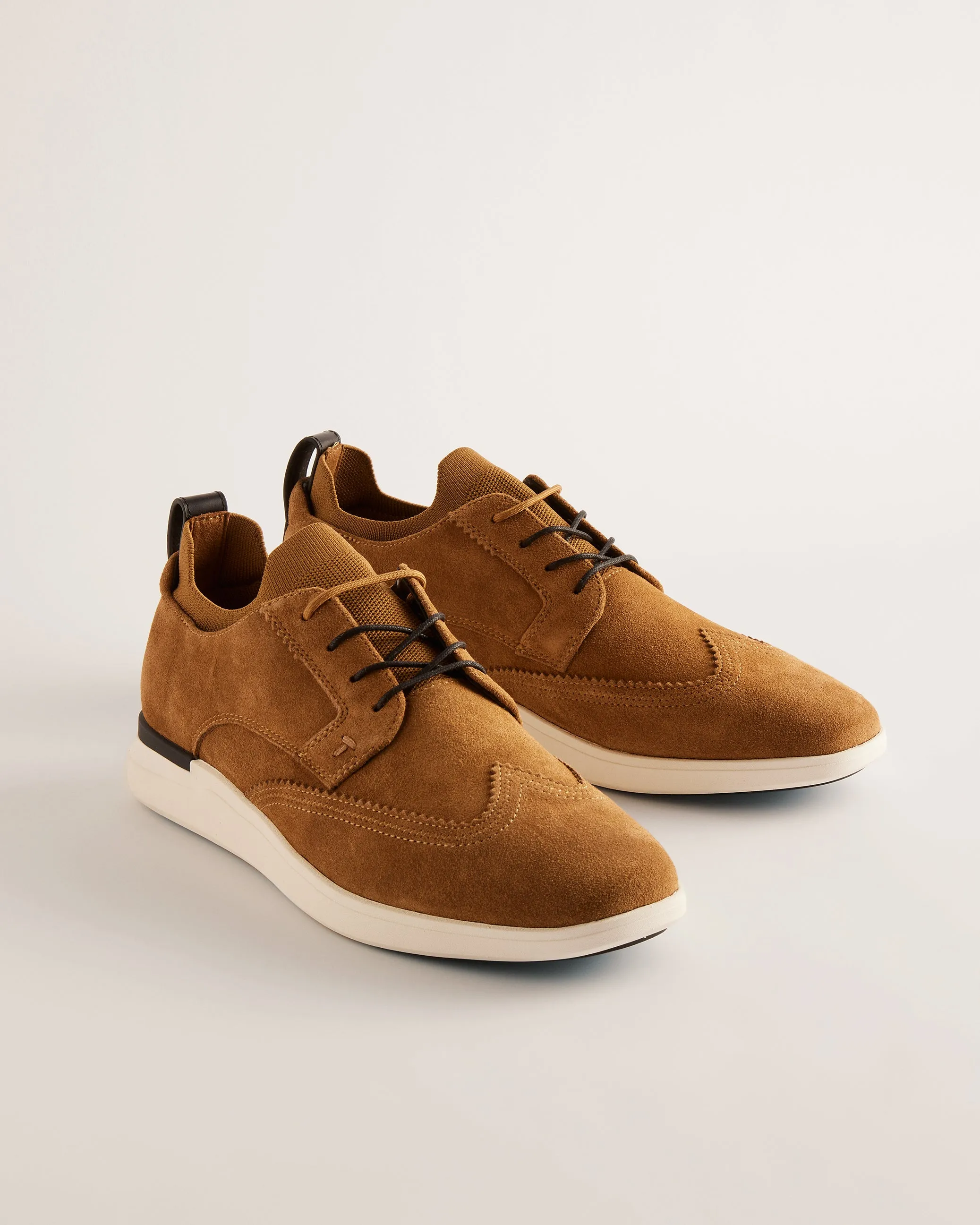 Haltonn Suede Wing Tip Hybrid Trainers Brown