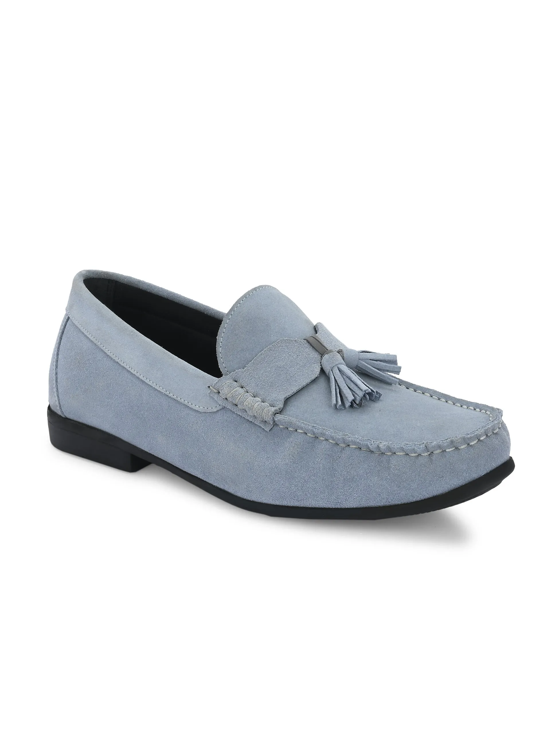 Hitz Men's Grey Suede Leather Comfort Loafers