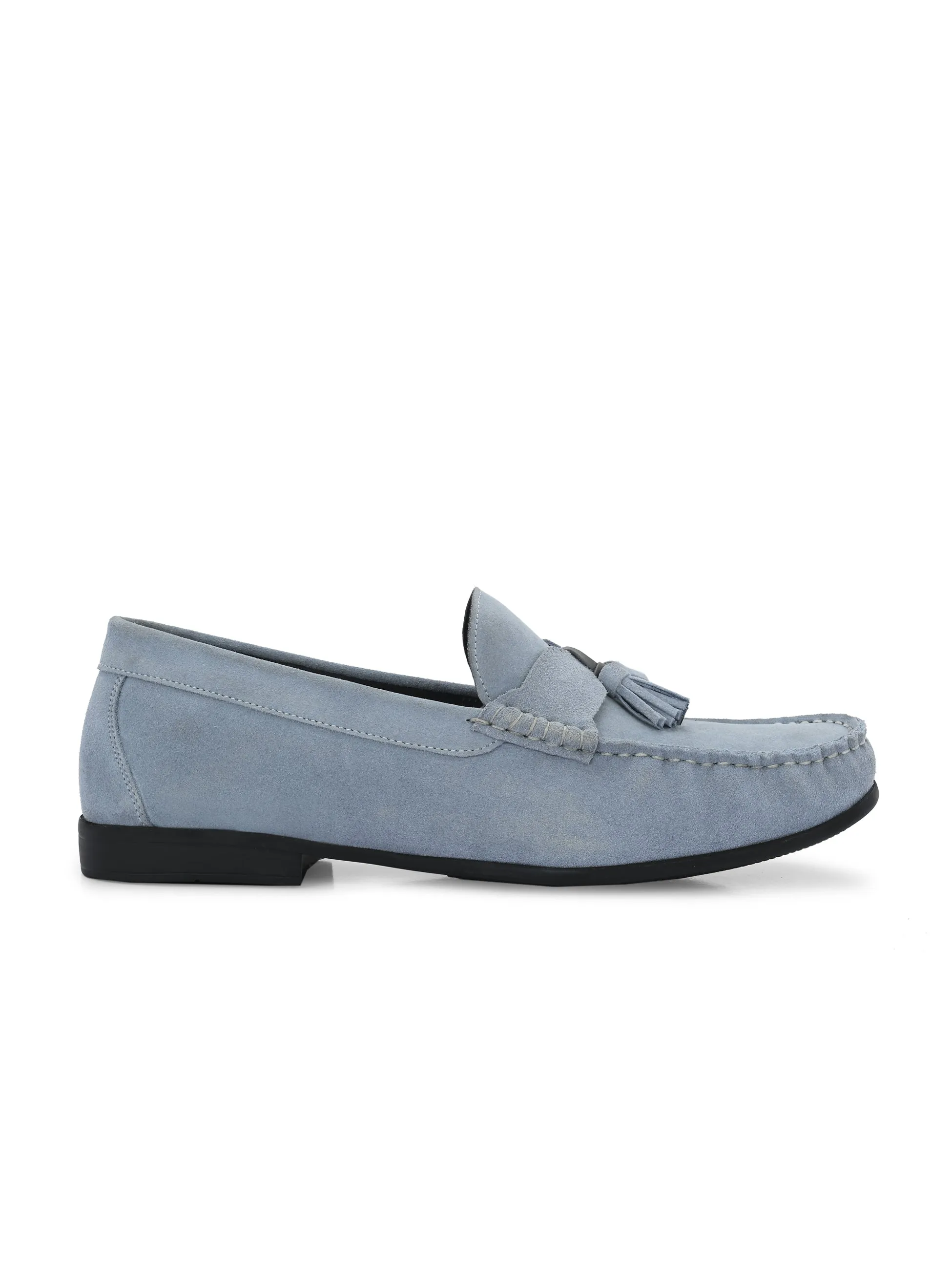 Hitz Men's Grey Suede Leather Comfort Loafers