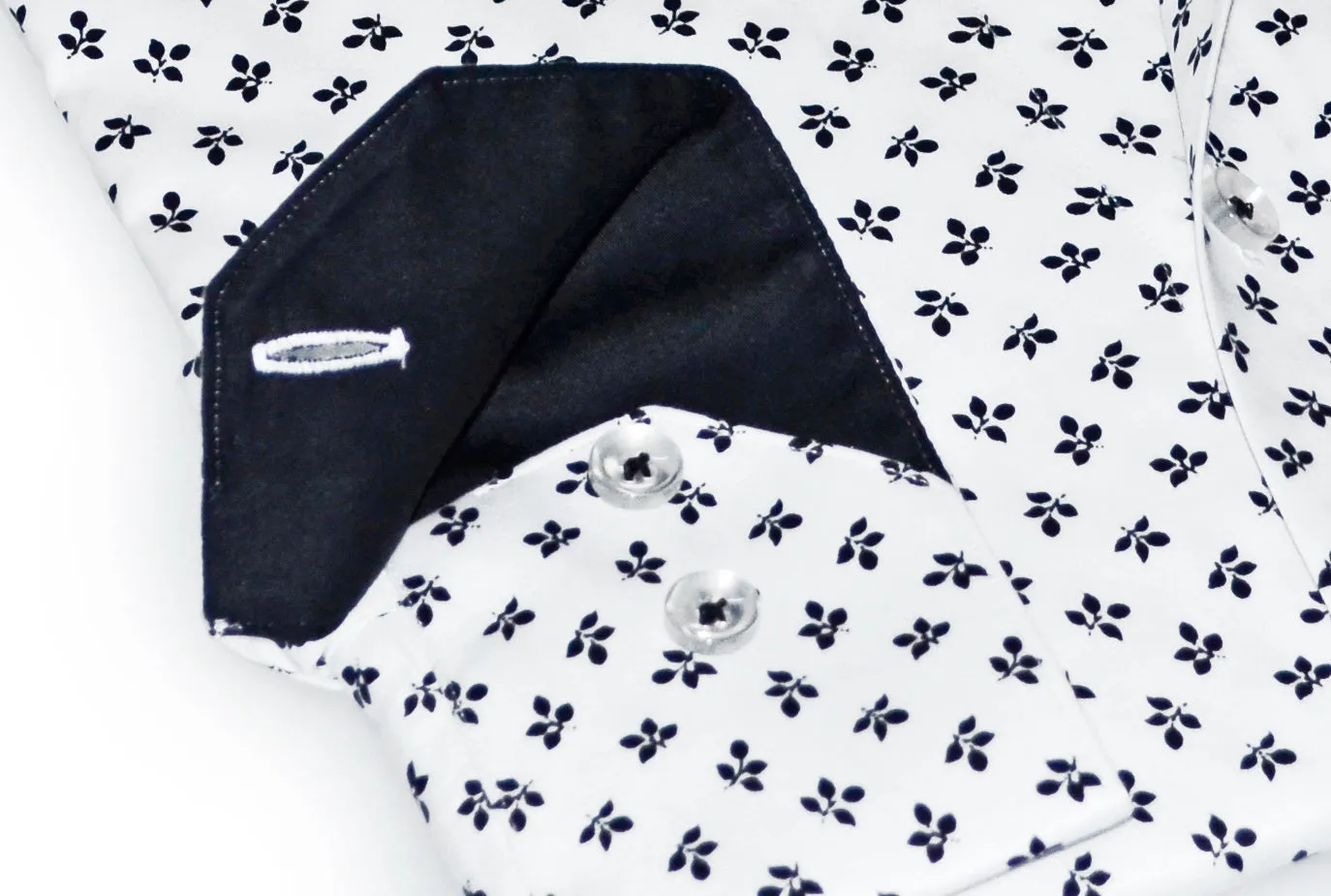 Jerry S  Button-Up Shirt With Contrast Details // White Black // Contemporary Fit (Regular)