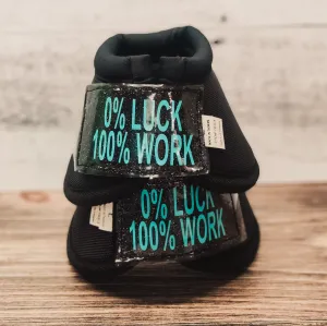 Large "0% Luck 100% Work" Black Iconoclast Bells w/ Black Glitter