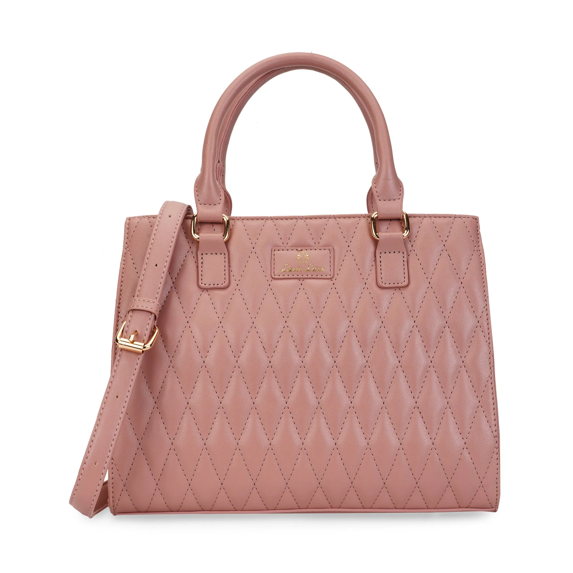 Lavie Luxe Dark Pink Medium Women's Quilt Shelly Satchel Bag