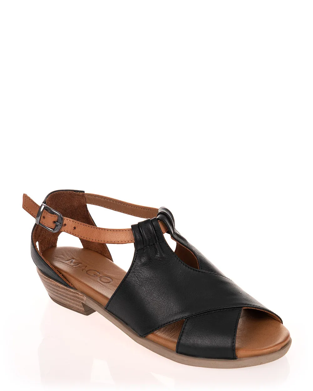 Mago Hayley Black/Coconut Leather Shoe