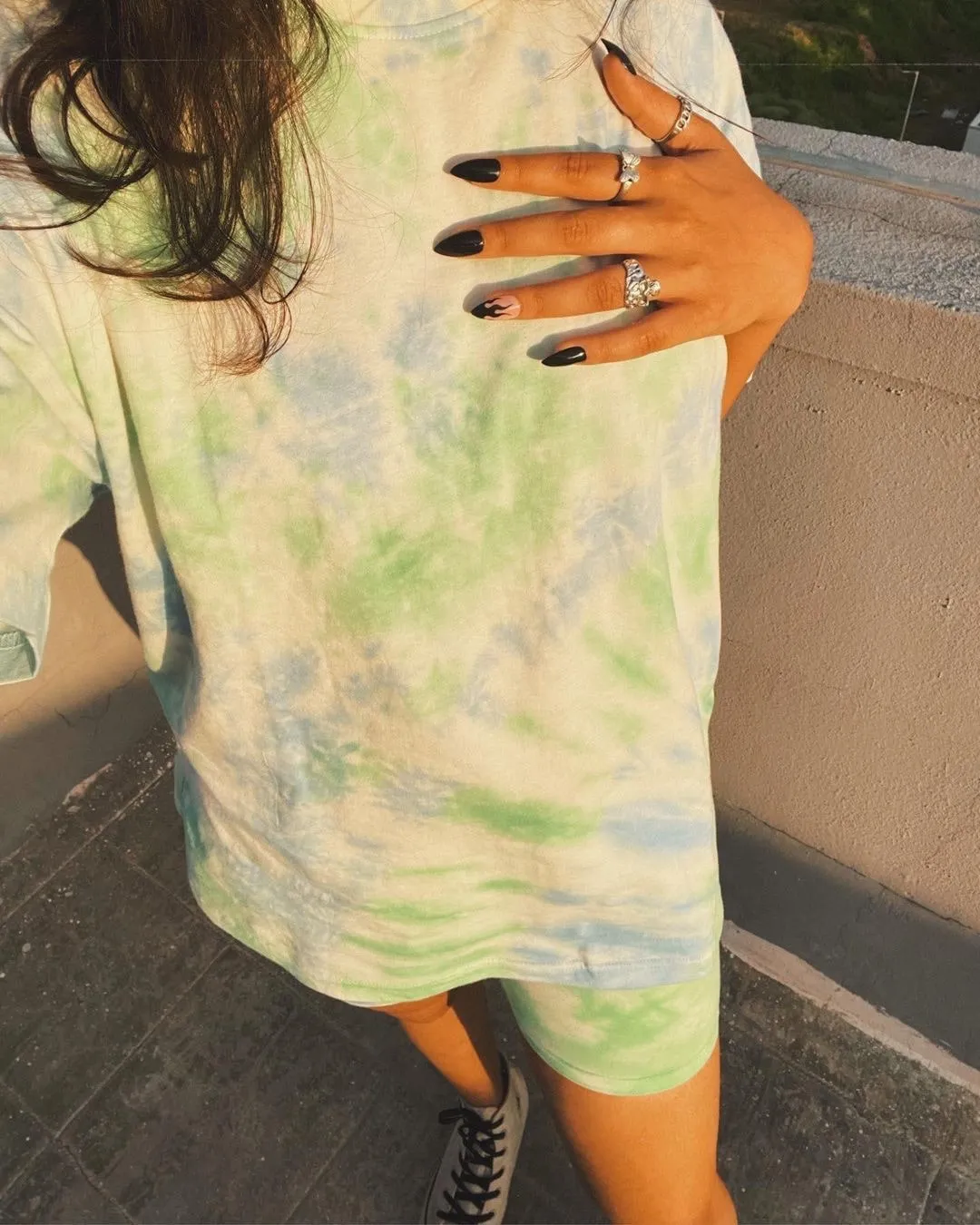 Oversized green Tie-Dye  Set