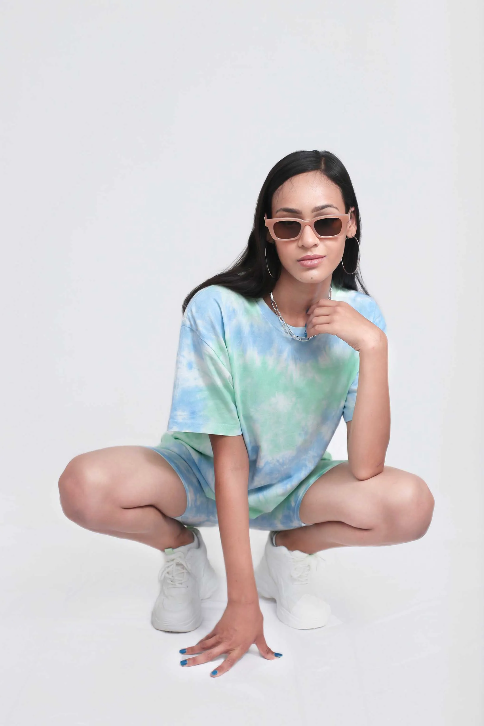 Oversized green Tie-Dye  Set