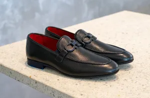 Pelle Pebbled Leather Loafer Black