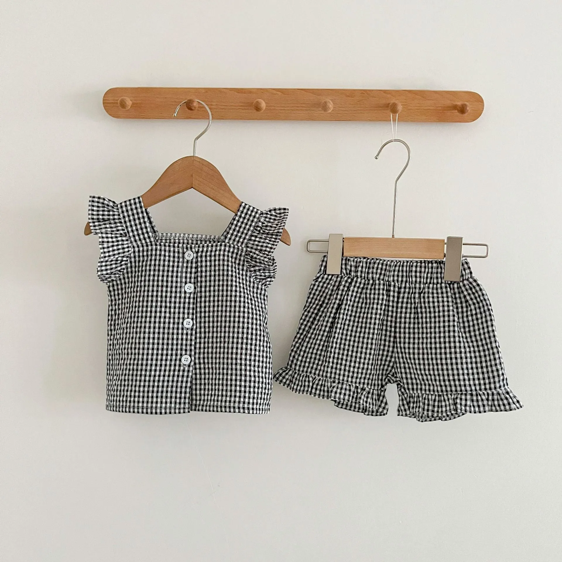 Plaid Ruffle Cami Vest & Flowy Shorts