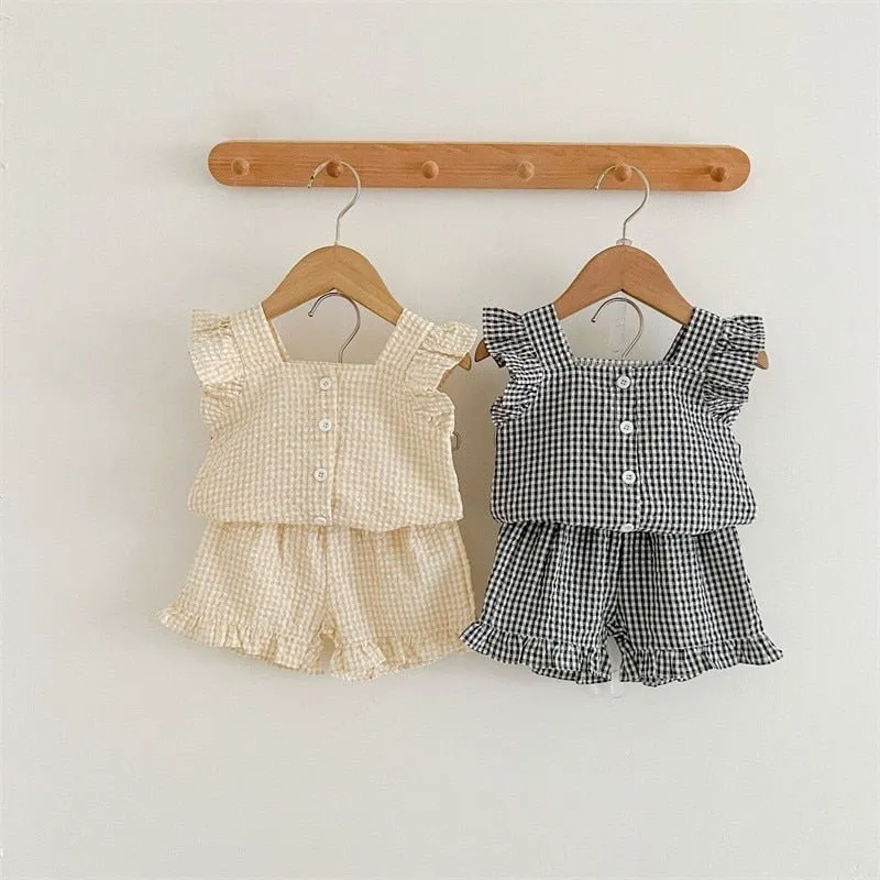 Plaid Ruffle Cami Vest & Flowy Shorts