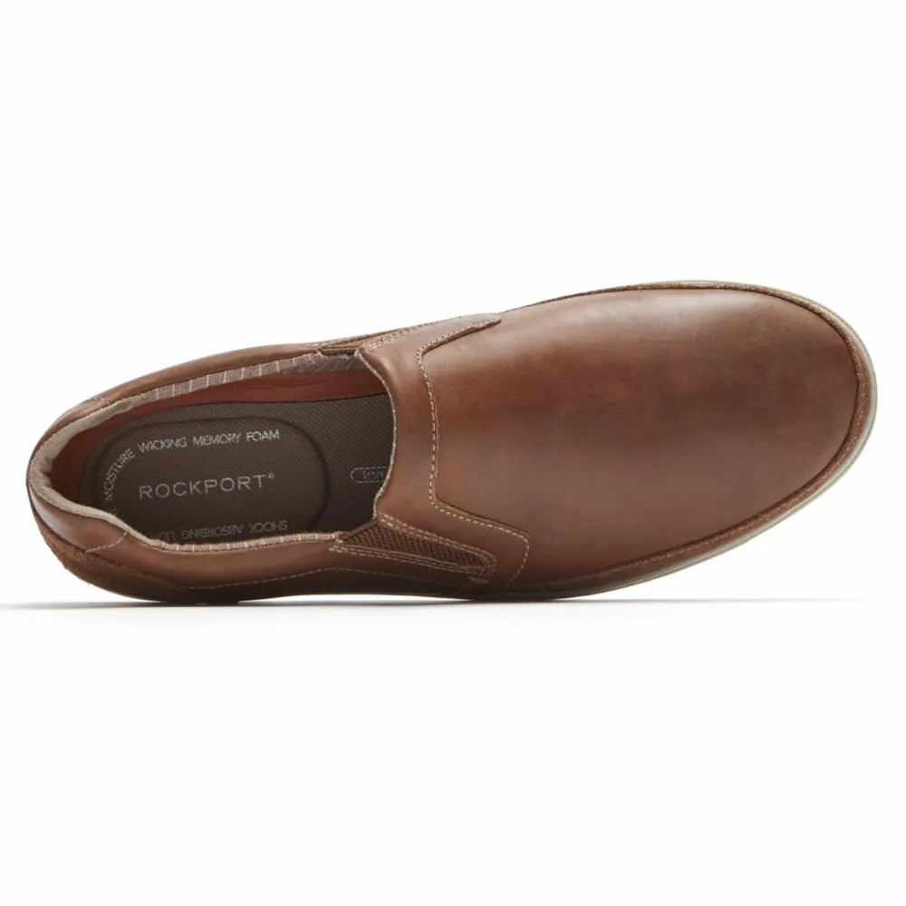 Optimized Title: Rockport Mens Bowman Double Gore Slip-On Shoes in Boston/Tan Leather