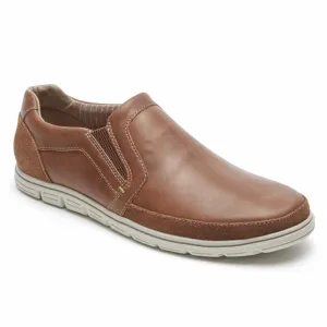 Optimized Title: Rockport Mens Bowman Double Gore Slip-On Shoes in Boston/Tan Leather