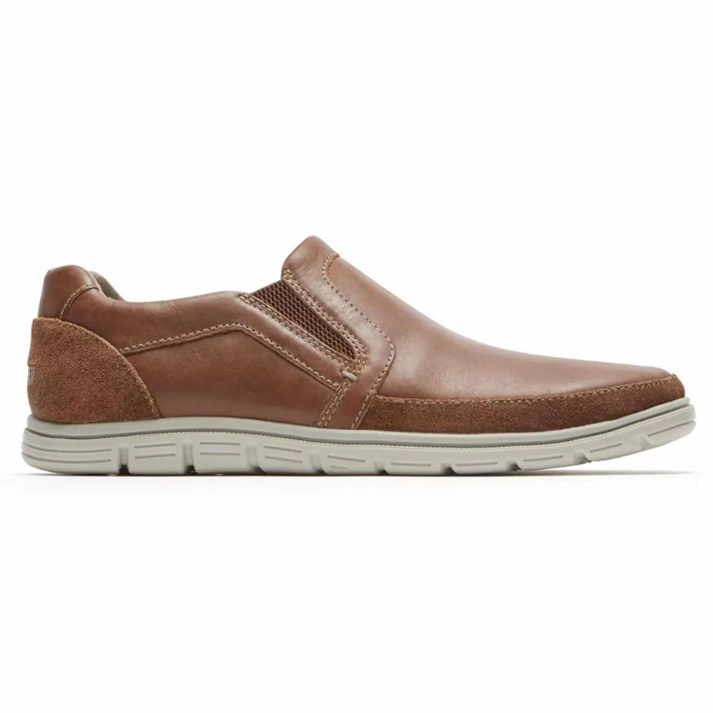 Optimized Title: Rockport Mens Bowman Double Gore Slip-On Shoes in Boston/Tan Leather