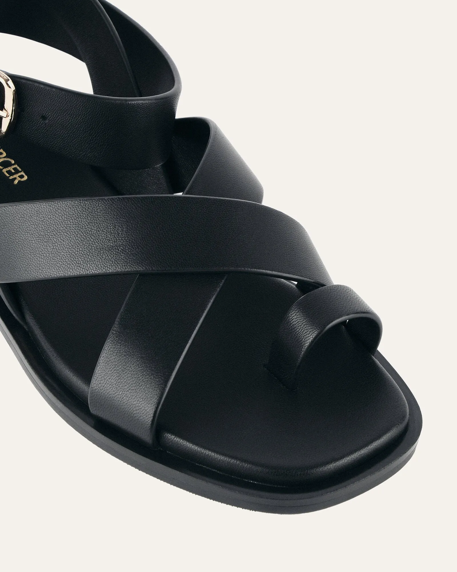 SHONA FLAT SANDALS BLACK LEATHER