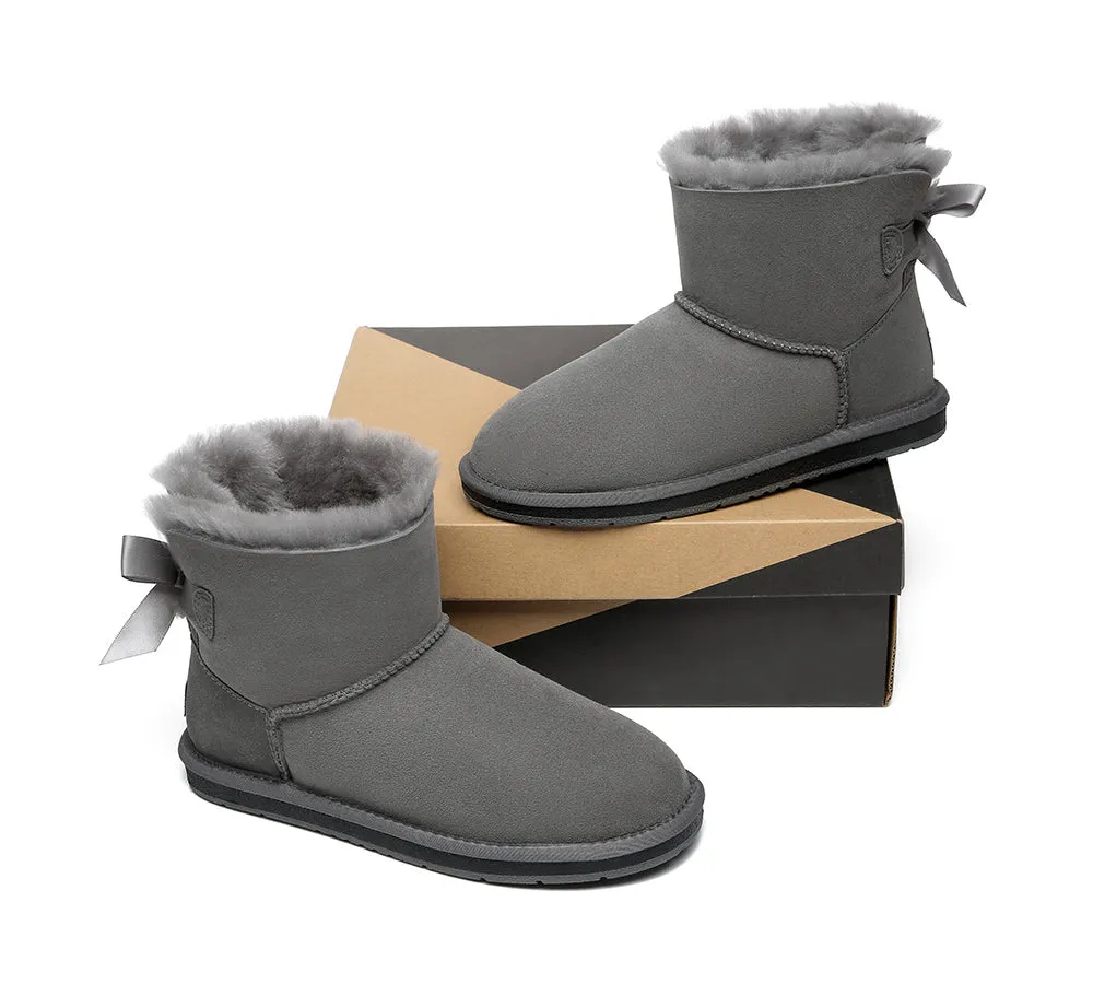 Womens Mini Ugg Boots with Single Back Bow - Cozy and Stylish Footwear