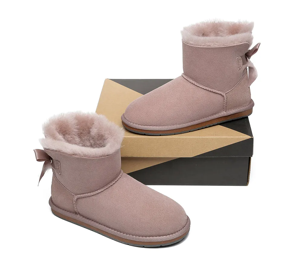 Womens Mini Ugg Boots with Single Back Bow - Cozy and Stylish Footwear