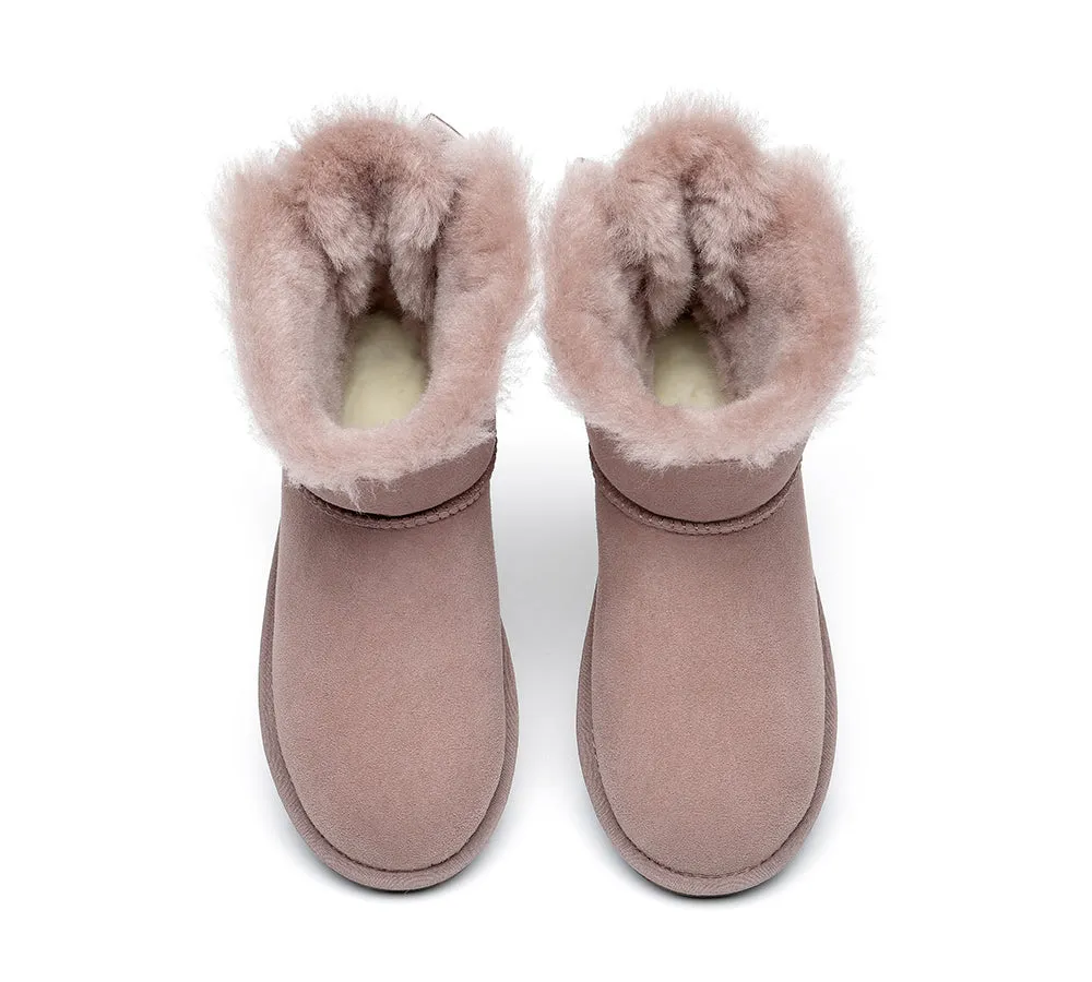 Womens Mini Ugg Boots with Single Back Bow - Cozy and Stylish Footwear