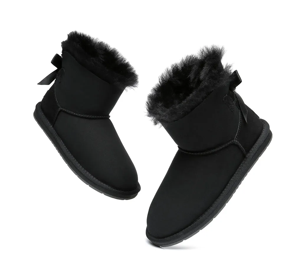 Womens Mini Ugg Boots with Single Back Bow - Cozy and Stylish Footwear