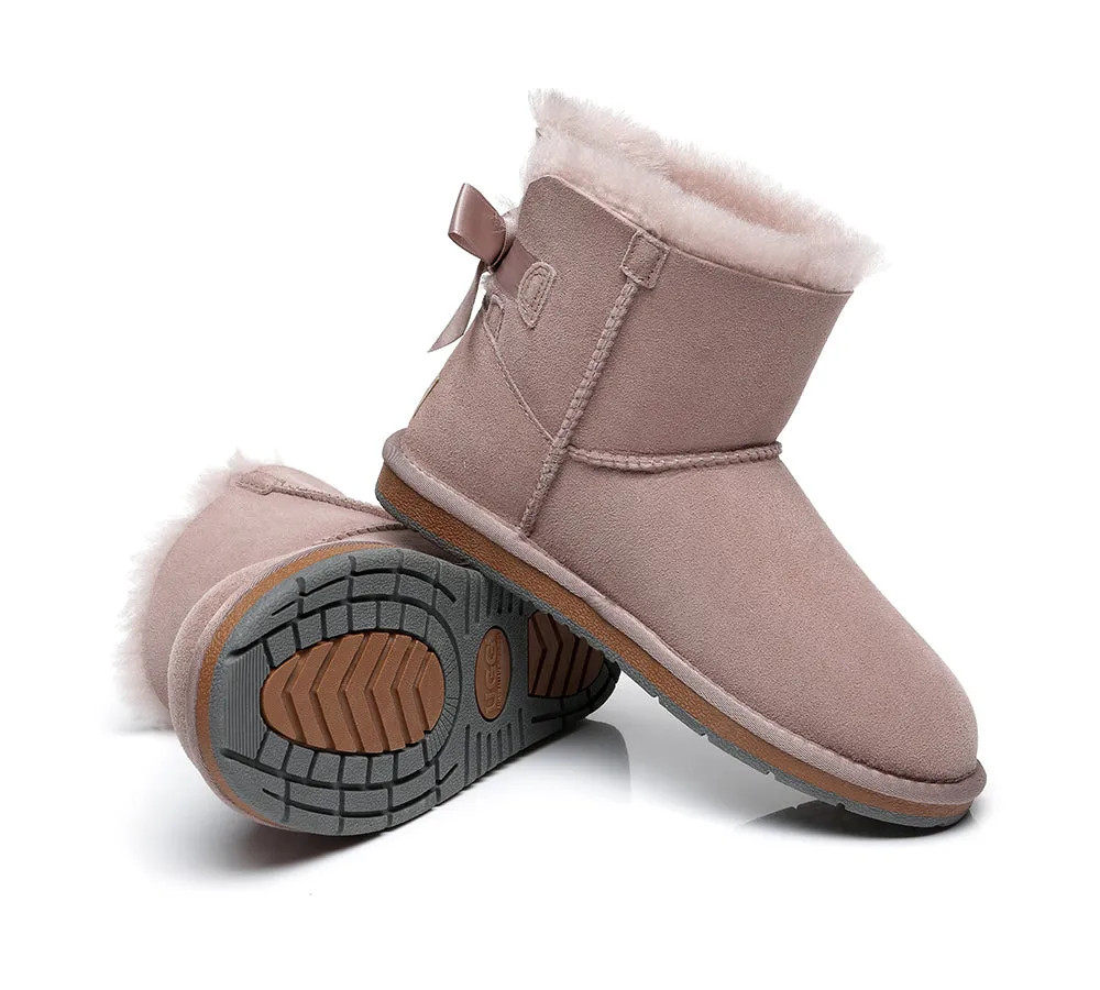 Womens Mini Ugg Boots with Single Back Bow - Cozy and Stylish Footwear