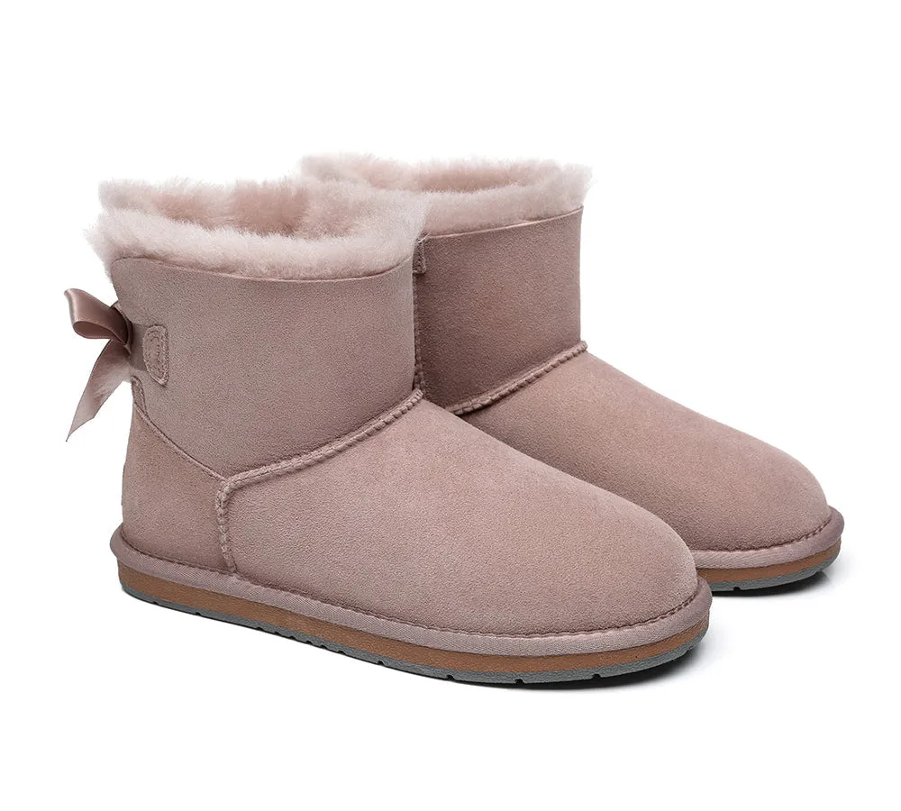 Womens Mini Ugg Boots with Single Back Bow - Cozy and Stylish Footwear