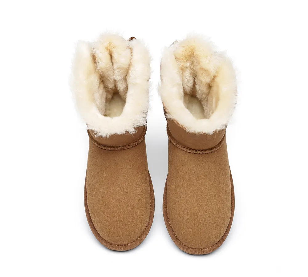 Womens Mini Ugg Boots with Single Back Bow - Cozy and Stylish Footwear