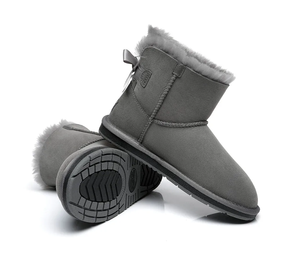 Womens Mini Ugg Boots with Single Back Bow - Cozy and Stylish Footwear