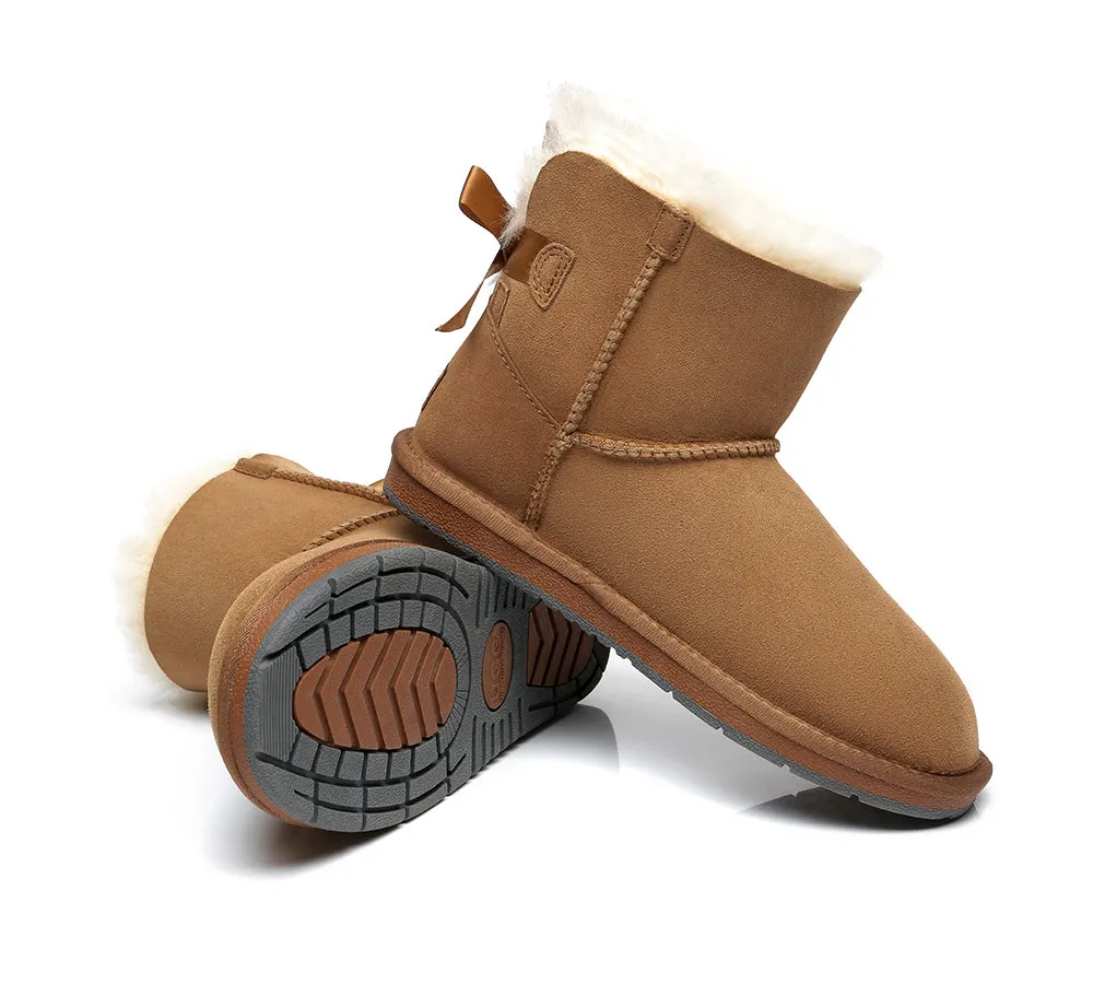 Womens Mini Ugg Boots with Single Back Bow - Cozy and Stylish Footwear