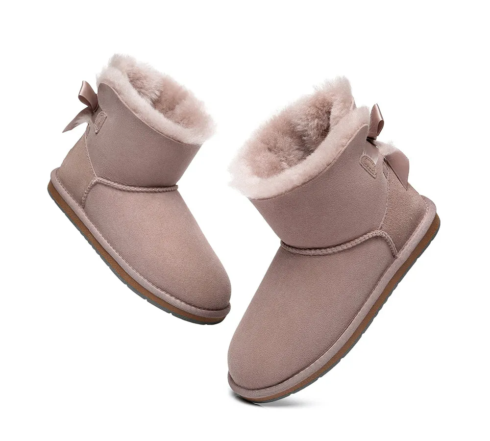 Womens Mini Ugg Boots with Single Back Bow - Cozy and Stylish Footwear