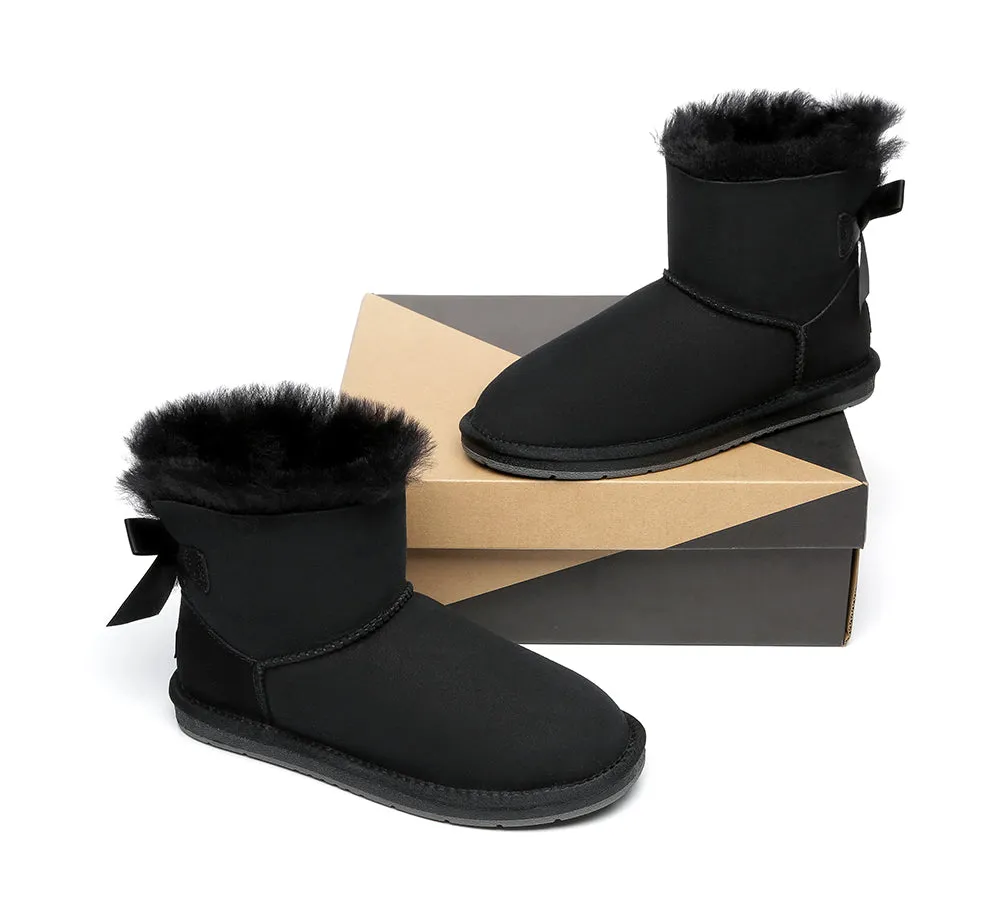 Womens Mini Ugg Boots with Single Back Bow - Cozy and Stylish Footwear