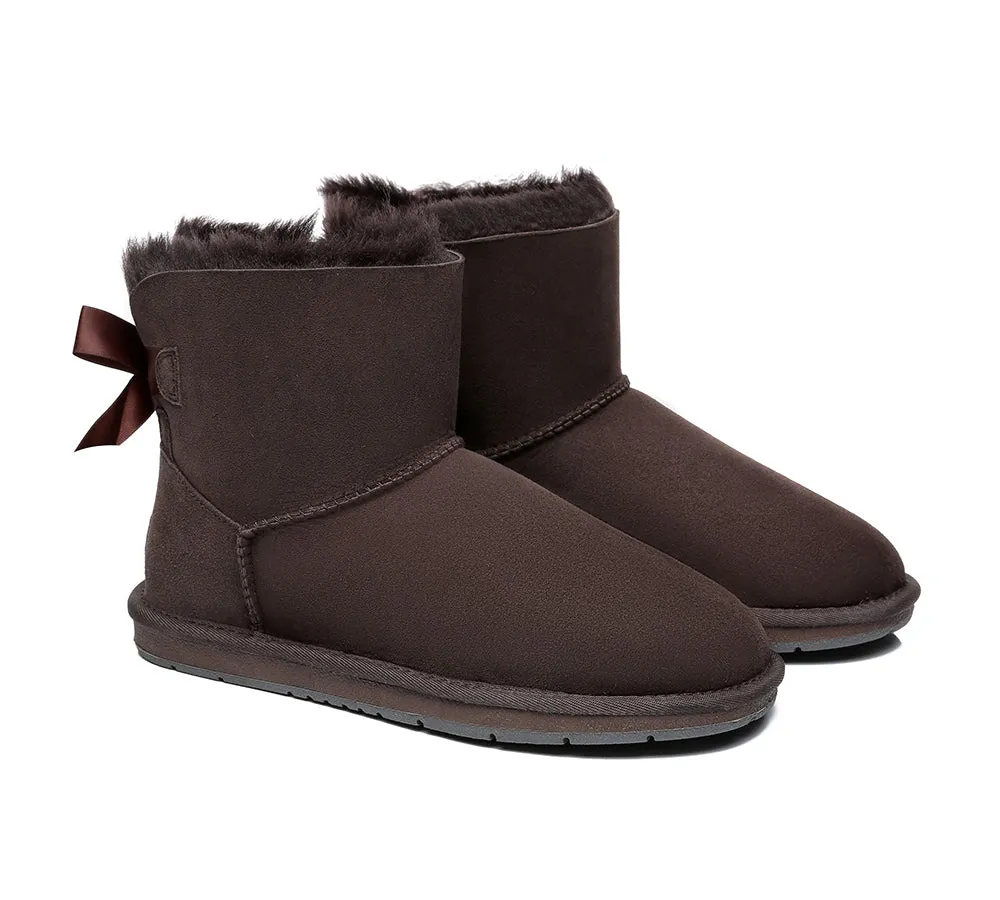 Womens Mini Ugg Boots with Single Back Bow - Cozy and Stylish Footwear