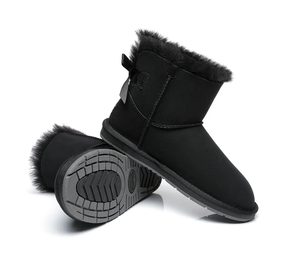 Womens Mini Ugg Boots with Single Back Bow - Cozy and Stylish Footwear